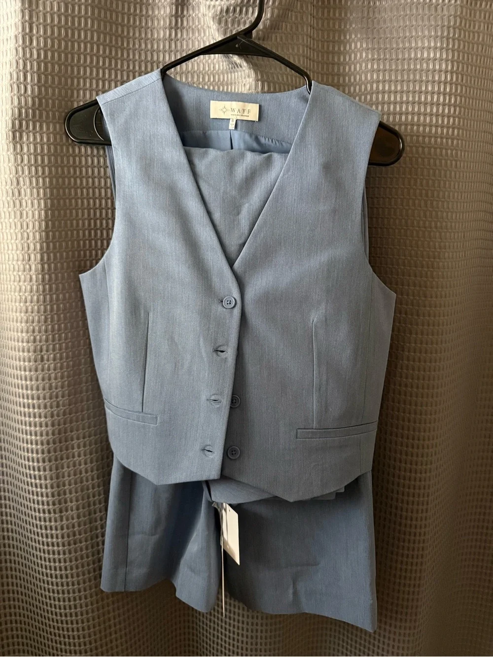 Wayf Light Blue Tailored Vest and Shorts Set